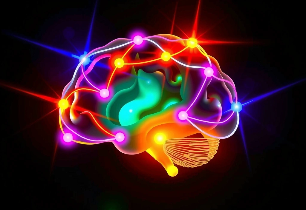Cerebro abstracto con conexiones luminosas