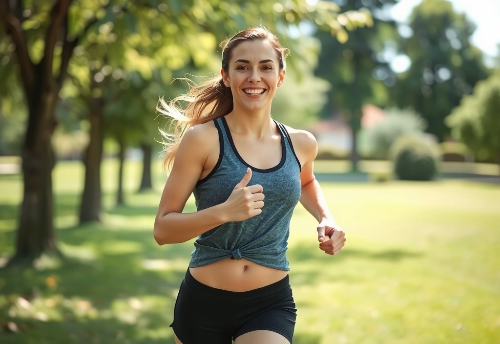Mujer enérgica corriendo al aire libre